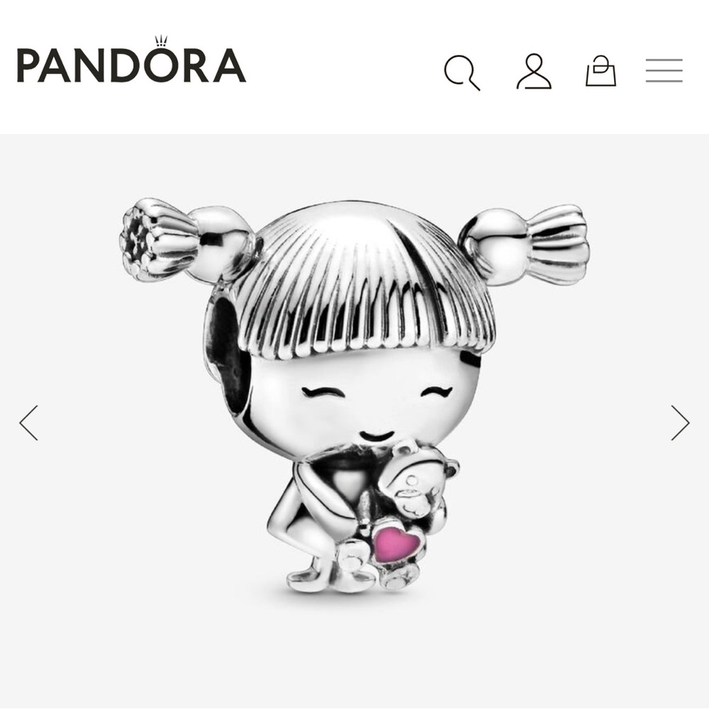 Brand new Pandora little girl with pig tails Silver Charm in Gift Box